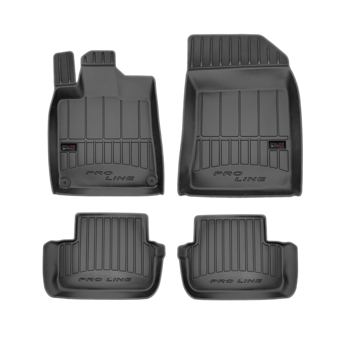 Frogum 3D Premium gulvmatter til Peugeot 407 (2004-2011) – svart TPE med høy sidekant, sett med 4 matter