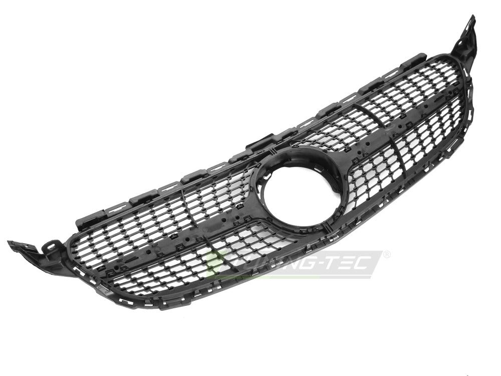 Grill Mercedes C-Klasse W205 18-23 sort/krom med festedetaljer.