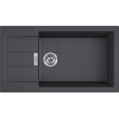 Franke Sirius 2.0 S2D Slim 611-78 XL kjøkkenvask i Tectonite Onyx med avrenningsfelt sett ovenfra