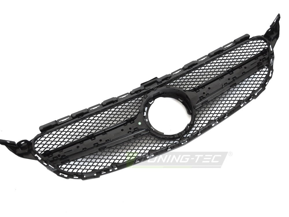 Grill Mercedes C-Klasse W205 18-23 sort med festedetaljer.