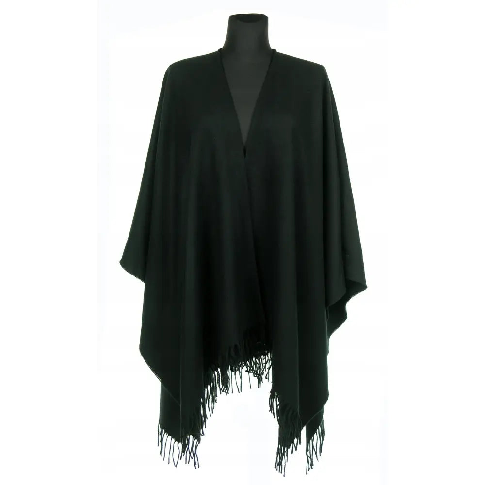 Fantasifullt Omslag Poncho Svart med Ull 42 til 56