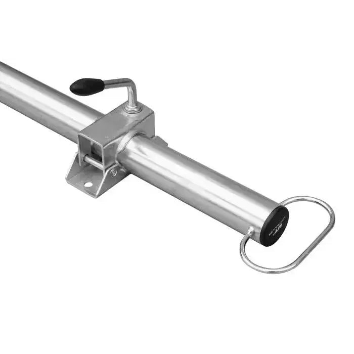 Faste støtte med klemme for tilhenger, skråvisning som fremhever plastende og håndtak mot hvit bakgrunn.