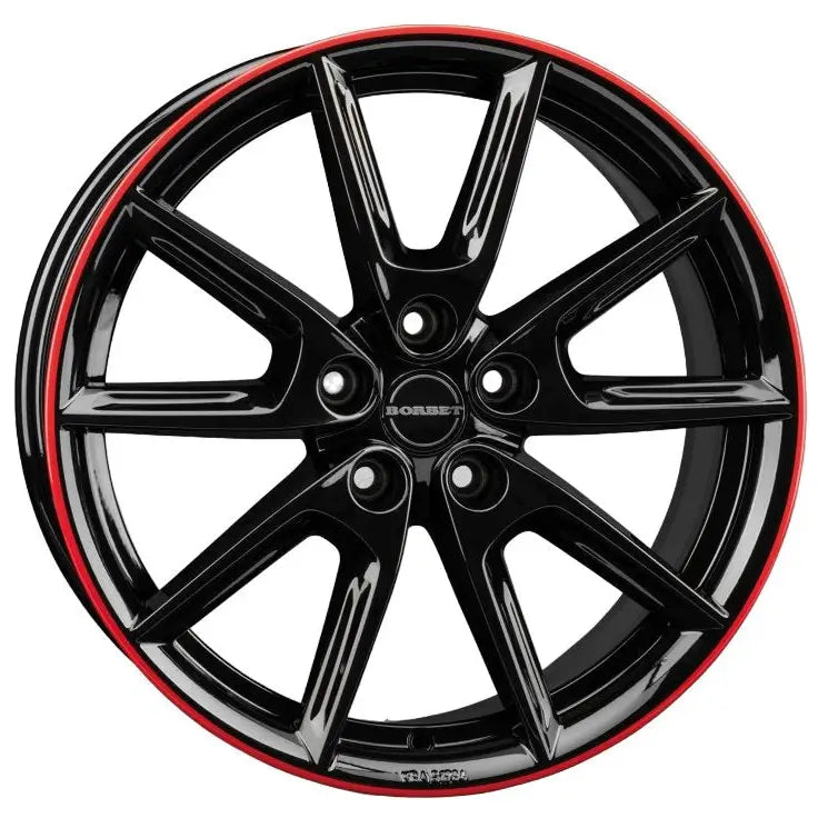 Felg Borbet Lx Black Glossy Rim Red 8x18 5x108 Et45