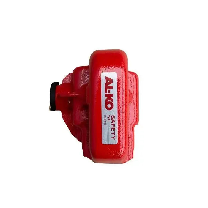 Festesikring AL-KO Safety Plus AKS 1300, oversiktsbilde med fokus på rødlakkert overflate og sølvfelt med logo.