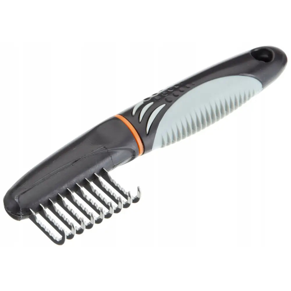 Filckam for tover Trixie 24161 med bølgete metalltenner, sort og grått ergonomisk håndtak og oransje detalj, sidevisning.