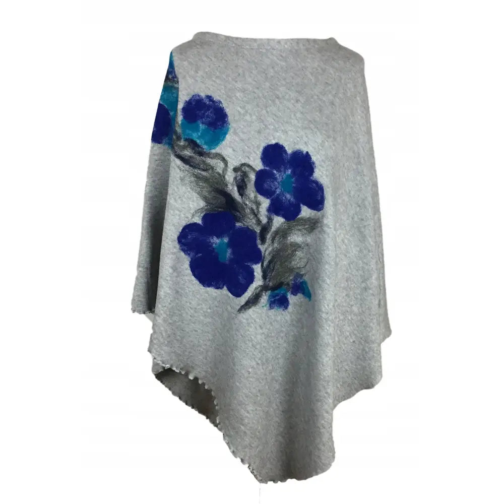 Filtet Ull Poncho med Strikket Mønster