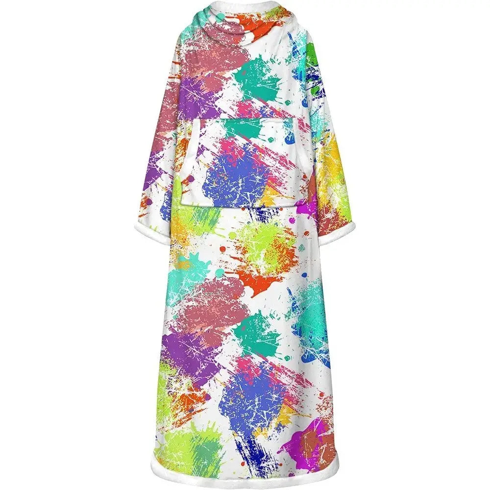 Fleece Tv-teppe med Ermer og Lomme 165x127