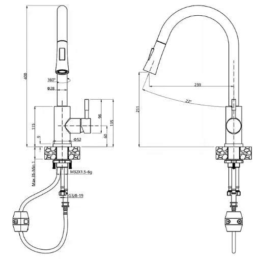 Fleksibel Kjøkkenvaskbatteri Deante