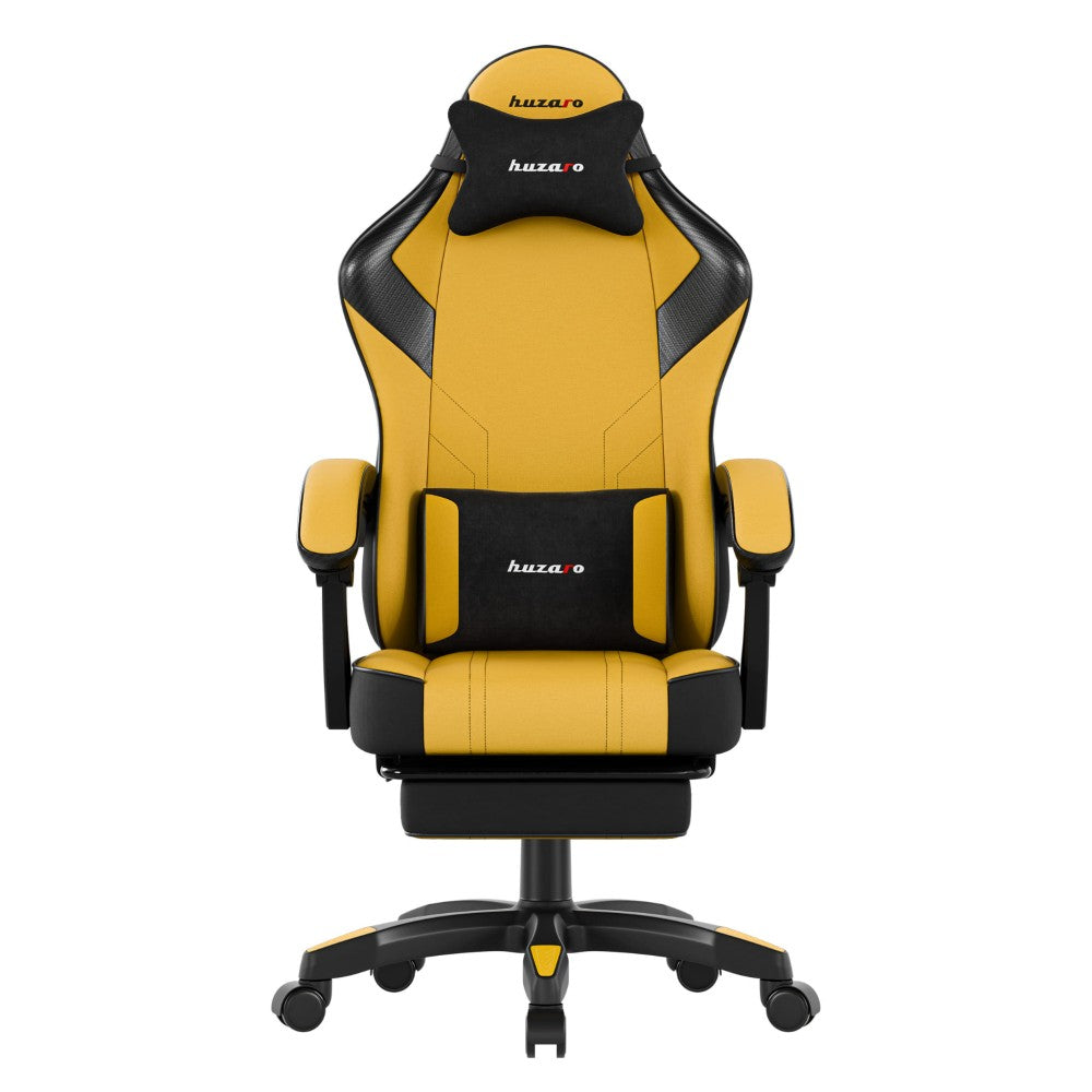 Huzaro Force 3.7 gul gamingstol sett fra siden med uttrekkbar fotplate