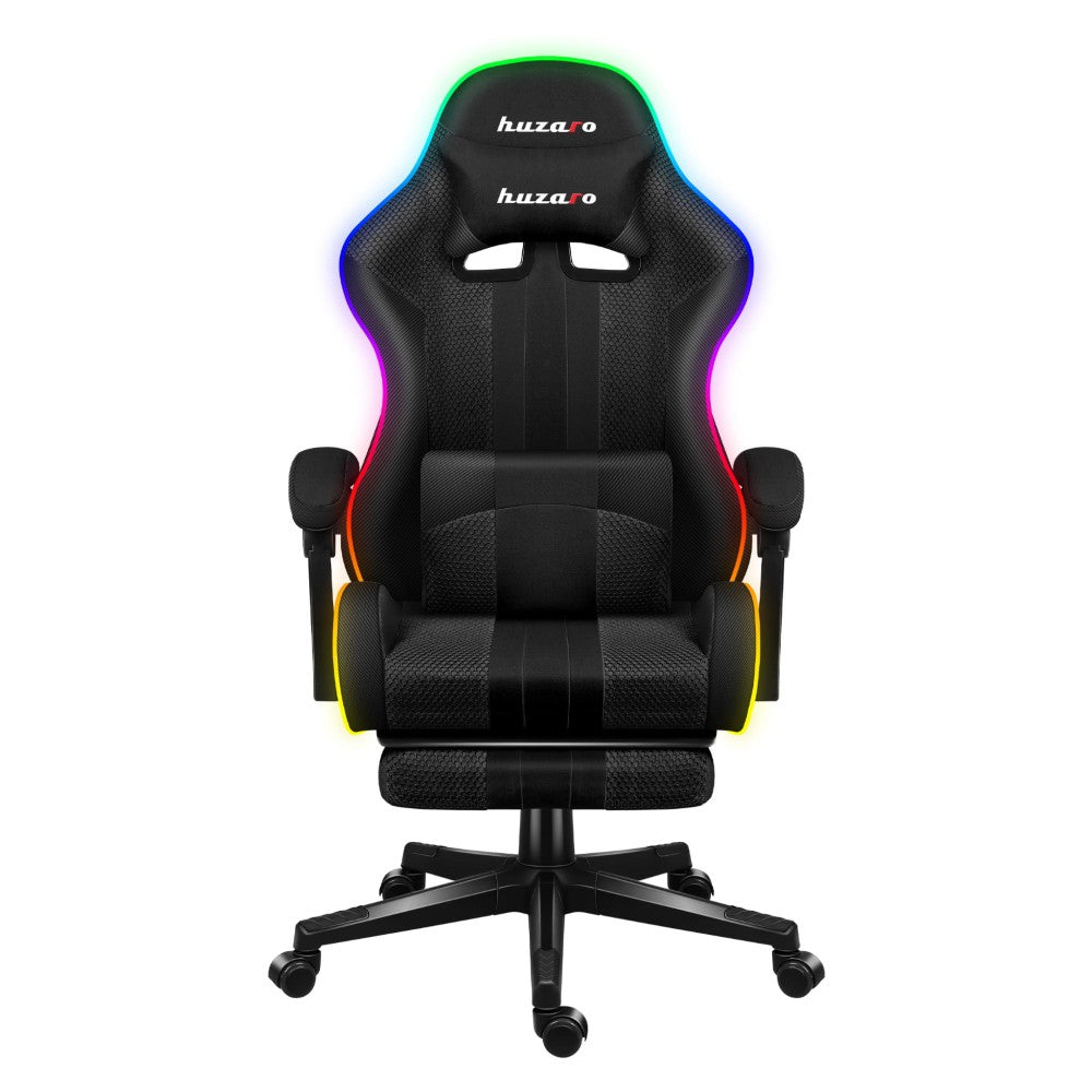 Huzaro Force 4.7 RGB Mesh sort gamingstol sett forfra