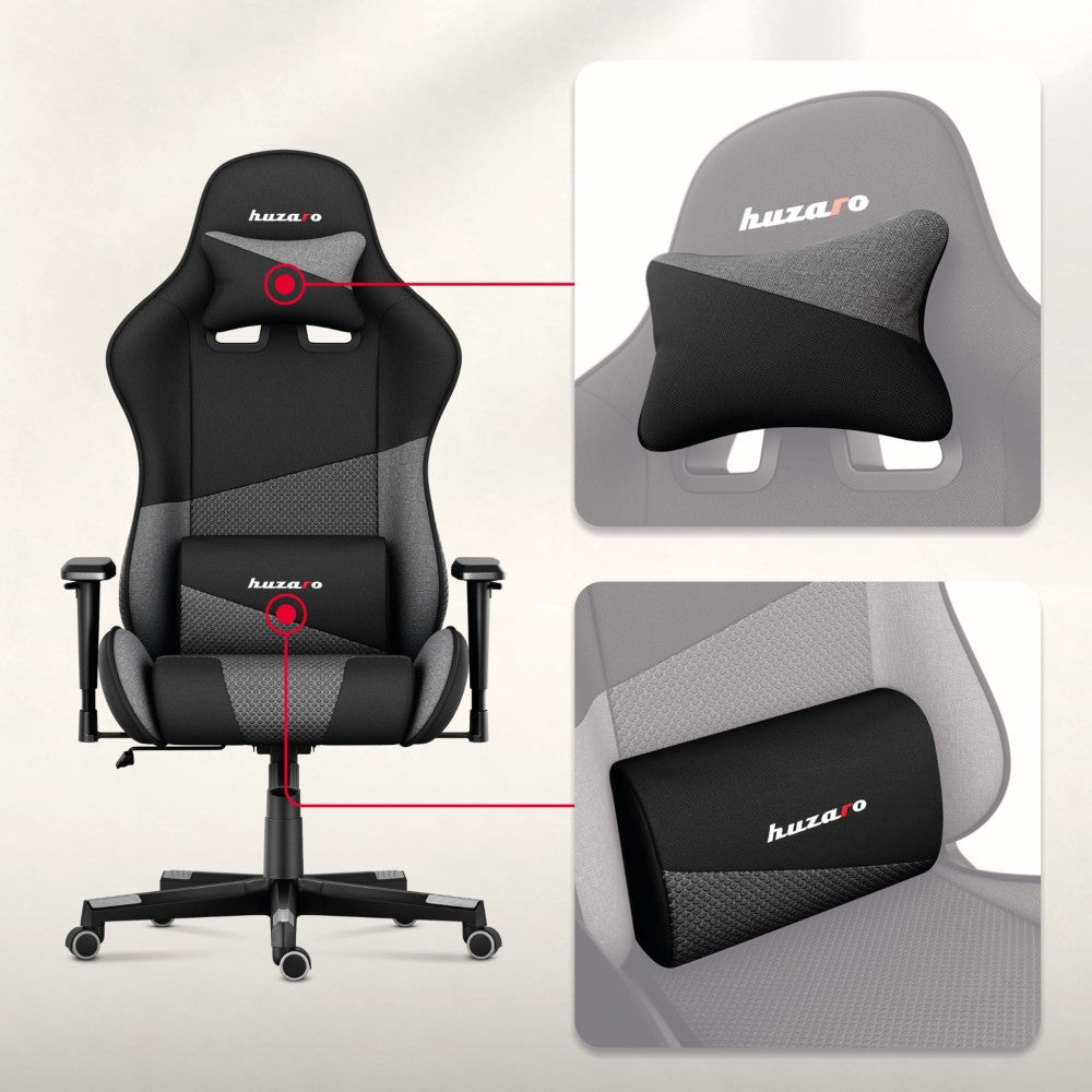Gamingstol Huzaro FORCE 6.2 grå mesh bakfra