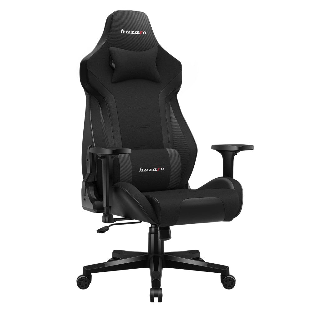 Huzaro Force 7.6 svart gamingstol med korsrygg- og nakkepute – sett forfra