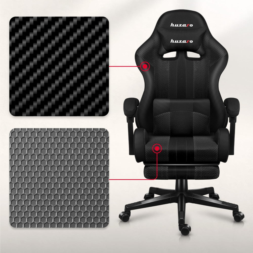 Huzaro Force 4.7 Carbon Mesh – mesh-rygg karbonmønster detalj