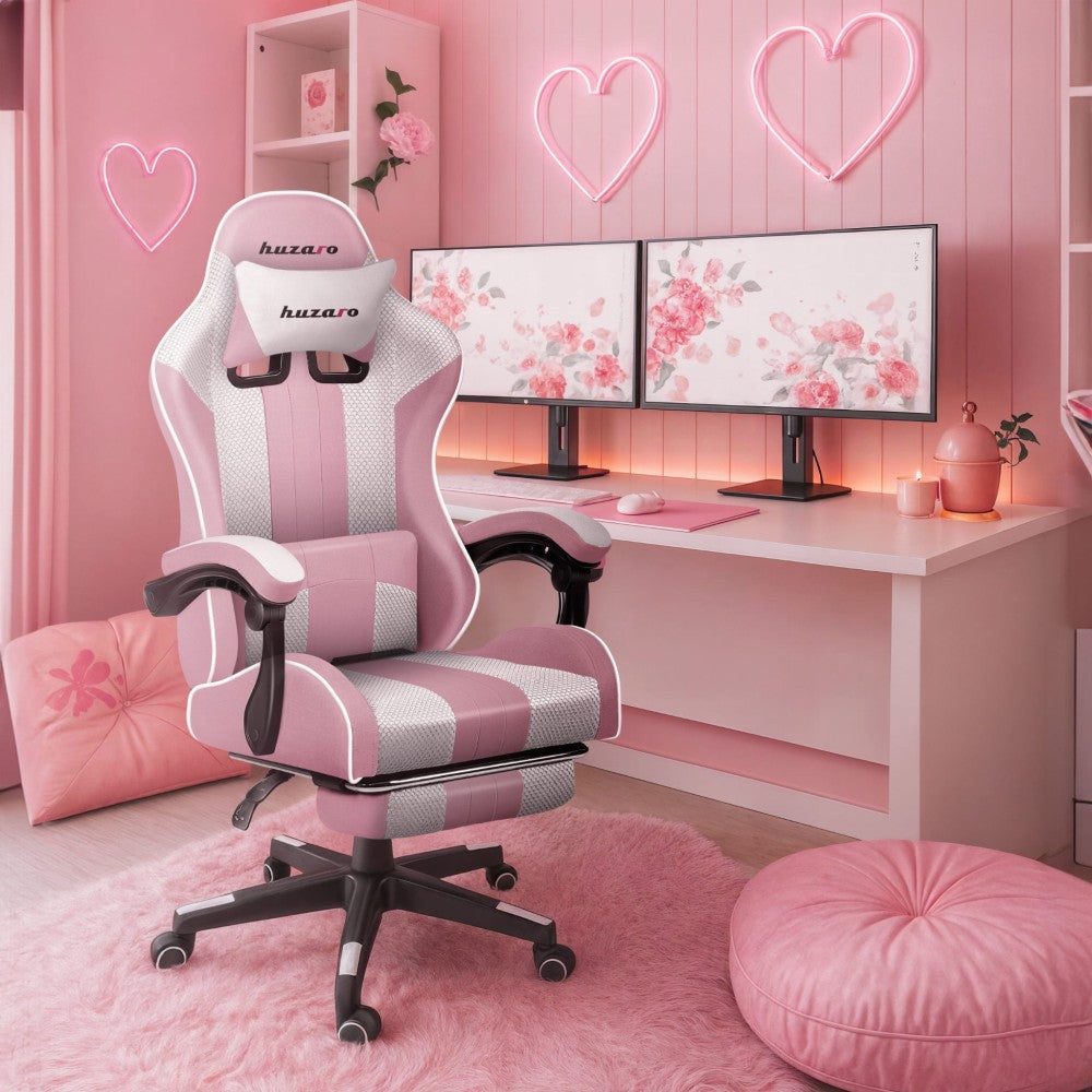 Nakke- og korsryggpute på Huzaro Force 4.7 Pink Mesh