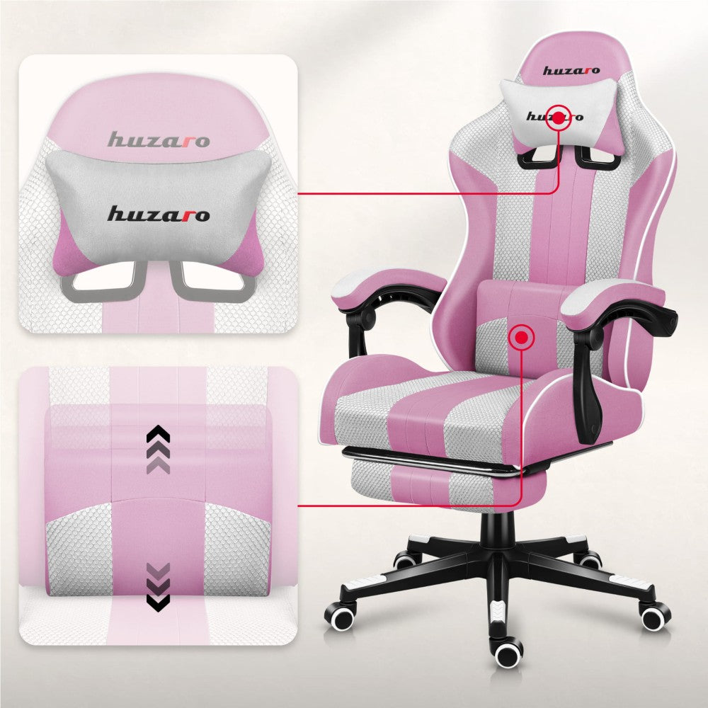 Huzaro Force 4.7 rosa gamingstol – mesh-rygg detalj