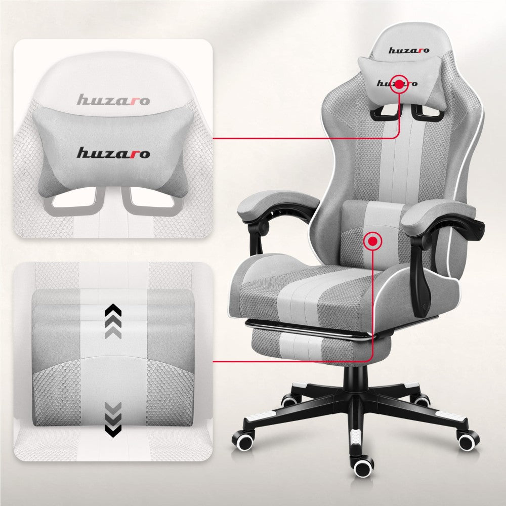 Huzaro Force 4.7 White Mesh – korsryggpute og nakkepute inkludert