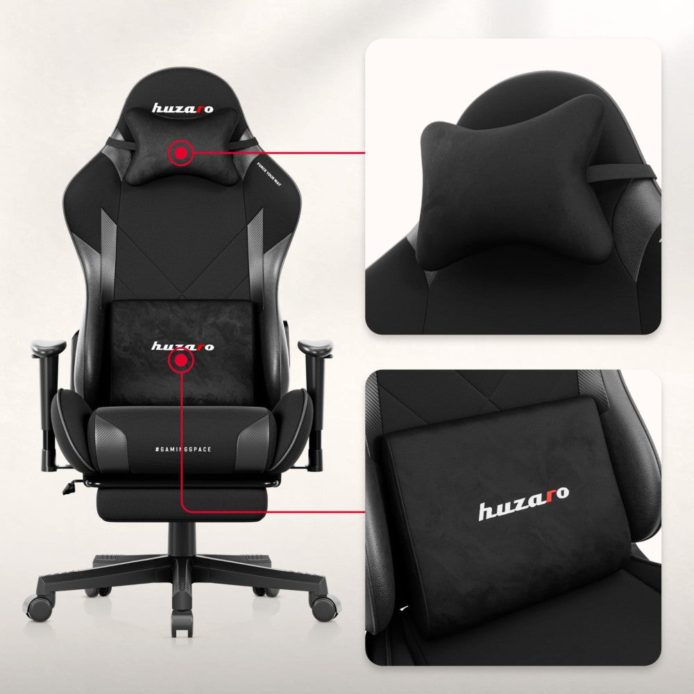 Huzaro Force 5.7 svart gamingstol – ryggvinkel justerbar bakover