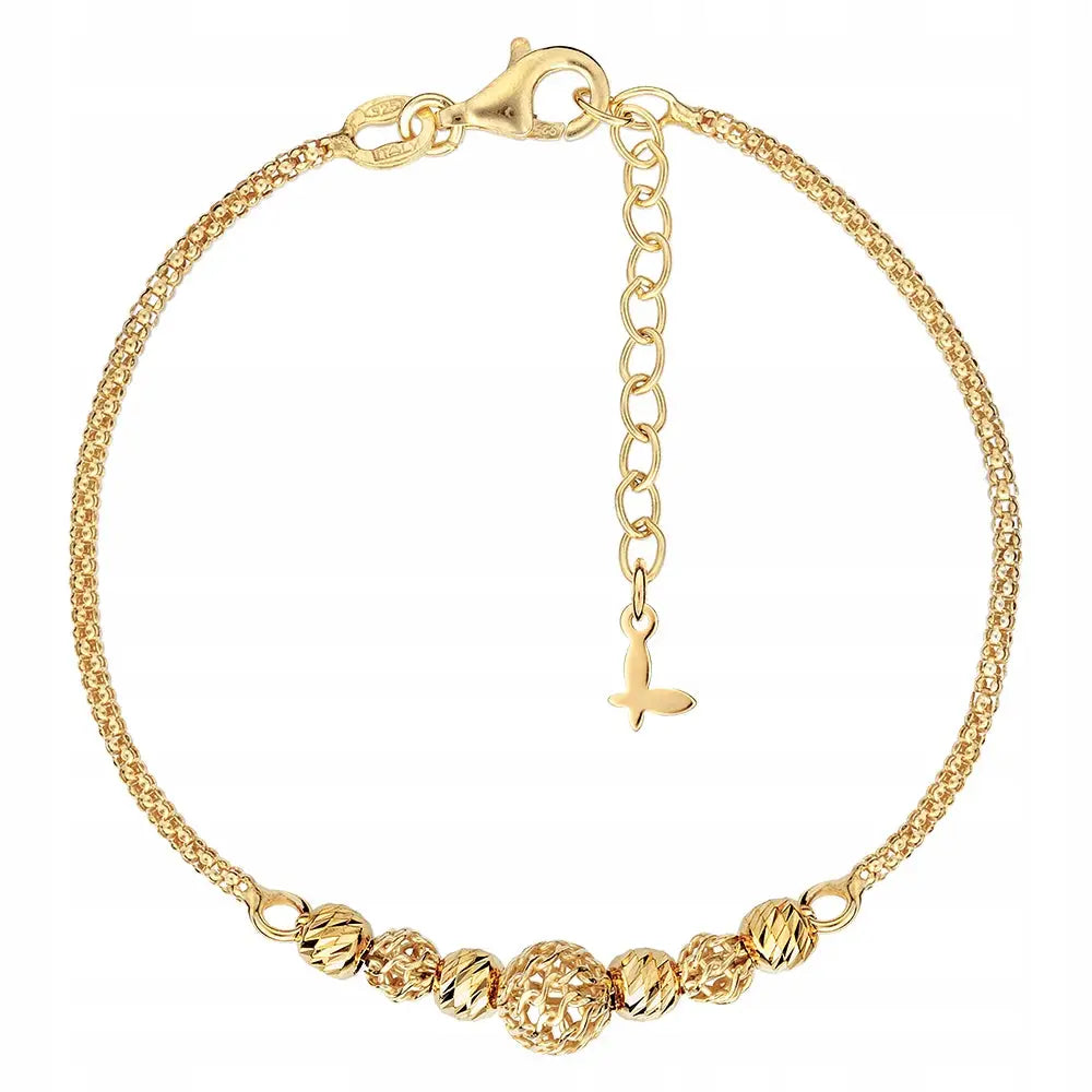 Armbånd Dame Gullbelagt med Charms - 925 Sølv 16 Cm