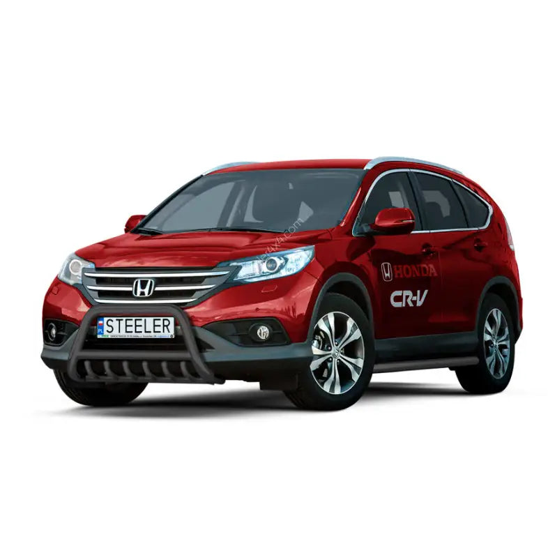 Kufanger på Honda CRV 12-16, svart modell med grill, montert foran på rød SUV.