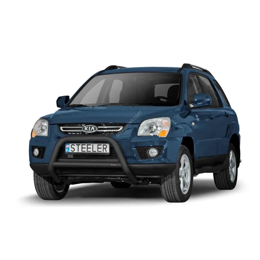 Kufanger på Kia Sportage 06-10 montert foran på blå SUV med sølvfelger og tydelige frontlykter.
