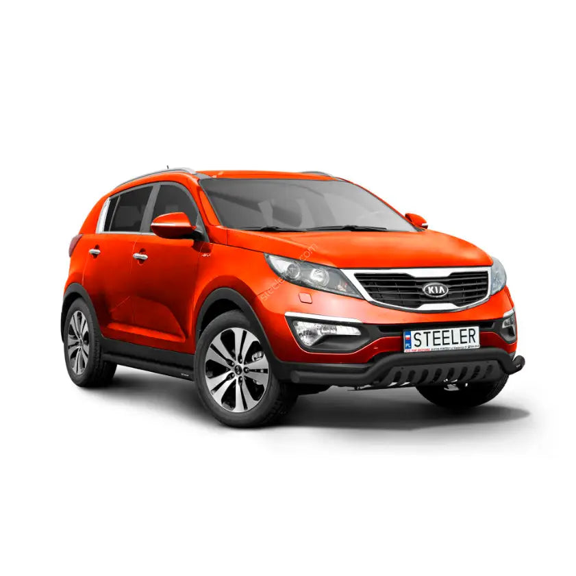 Kufanger på Kia Sportage 10-15 EC godkjent lav modell med plate, sett skrått forfra mot hvit bakgrunn.