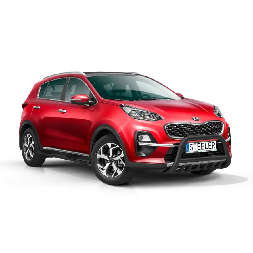 Kufanger på Kia Sportage 18-21 med sølvdetaljer foran grill, sett fra siden mot hvit bakgrunn.