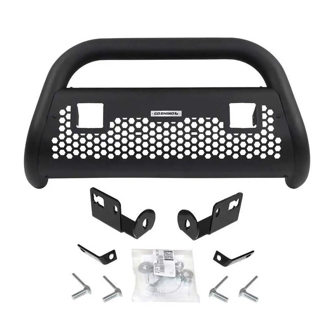 Kufanger til Toyota Tundra 14-21 i svart metall med bikubemønster, inkludert braketter og skruer.