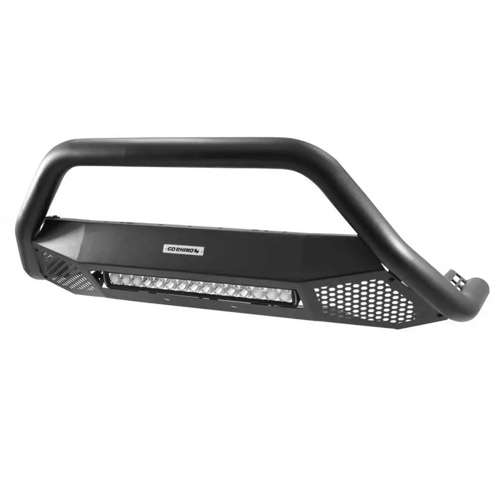 Lyktebøyle Go Rhino RC4 sort metall med integrert LED-lyslist og perforerte sidepaneler.