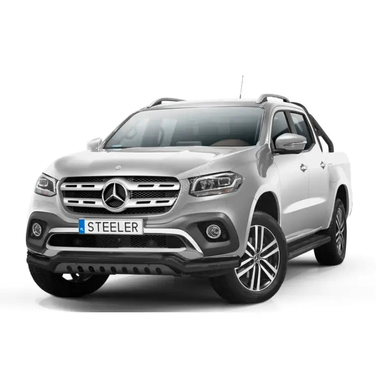 Kufanger på Mercedes X-Klasse pickup med EC-godkjent lav frontbøyle og svarte detaljer.
