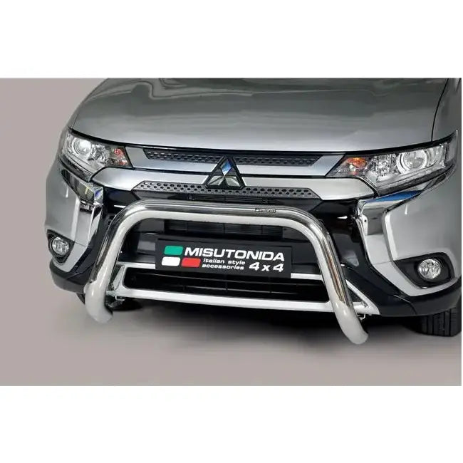 Frontbøyle Mitsubishi Outlander 20- Super Bar Inox i polert metall sett fra fronten.