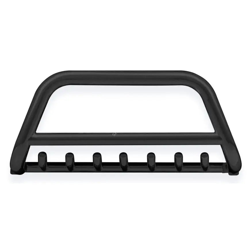 Kufanger Nissan Navara 10-15 EC godkjent med grill, sort metallramme med seks kroker sett forfra.