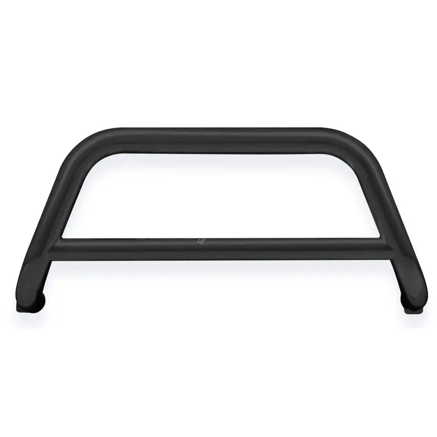 Kufanger til Nissan Pathfinder 05-10 i sort metall med to horisontale rør, sett rett forfra.