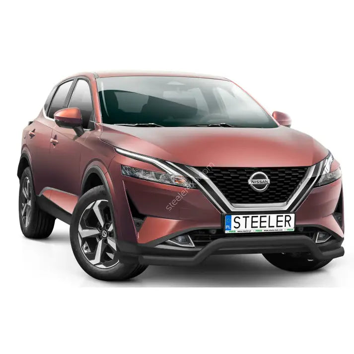 Kufanger på Nissan Qashqai 21- EC godkjent lav montert på rødbrun SUV med sorte detaljer.