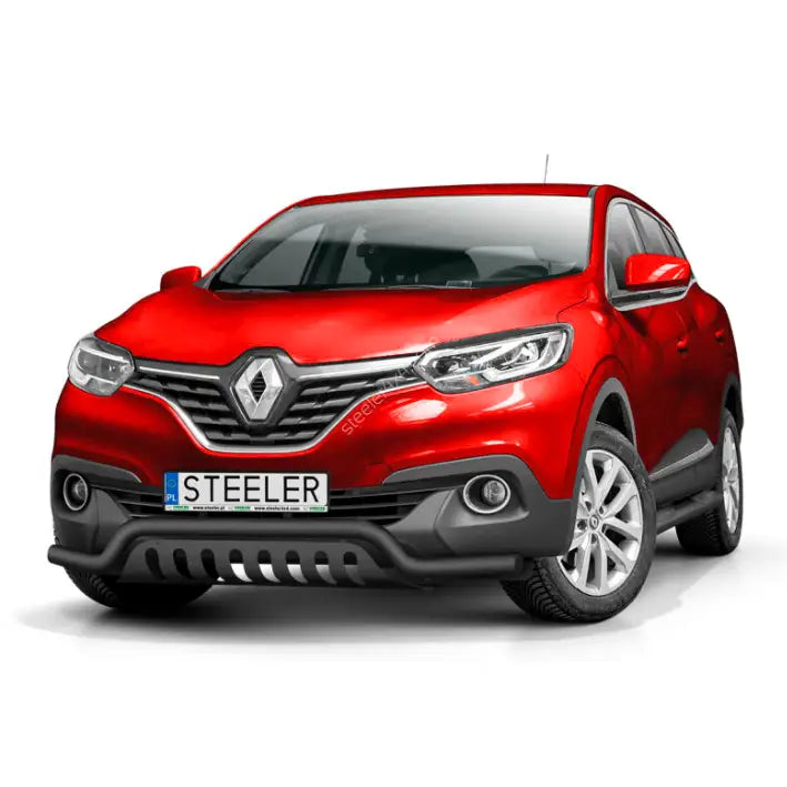 Kufanger til Renault Kadjar 2016-2018 montert foran på rød SUV med kromdetaljer og blanke felger.