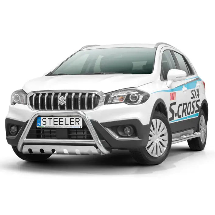 Frontbøyle Suzuki SX4 S-Cross med sølvfarget kufanger, sorte detaljer og S-CROSS-merker på siden.