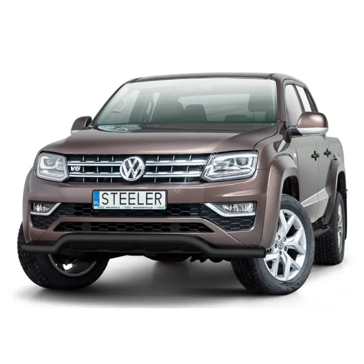 Kufanger Volkswagen Amarok 09-16 EC godkjent lav V.2 på brun SUV sett rett forfra med kromdetaljer.