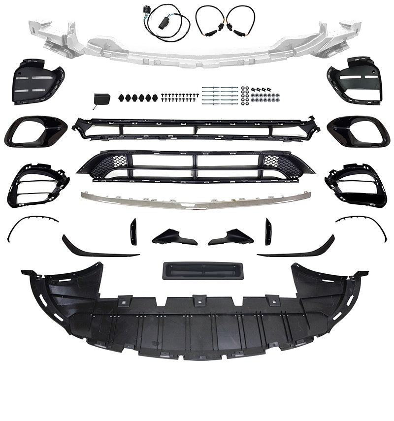 Mercedes CLA W118 frontfanger sport krom komplett sett med PDC-klargjøring