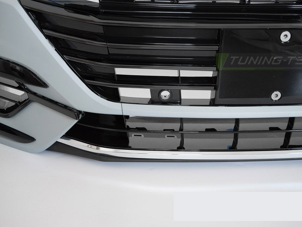 Detaljbilde av luftinntaket på svart sportfanger for VW Arteon 2017–2020 med honeycomb-mønster
