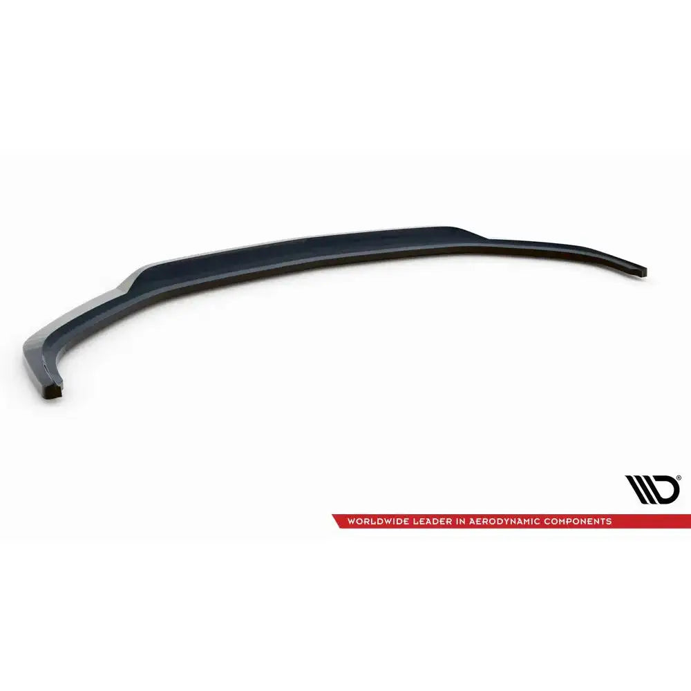 Front lip til Bentley Continental GT Mk3, sort plastspoiler med bue og glanset finish, sett fra skrå vinkel.