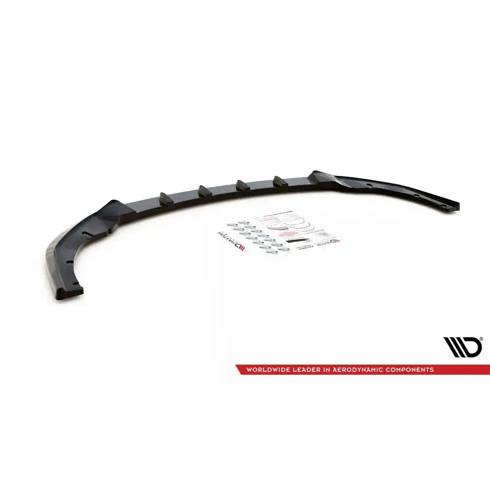 Frontspoiler Ford Kuga ST-Line Mk3 19-, sett ovenfra med monteringsdetaljer på hvit bakgrunn.