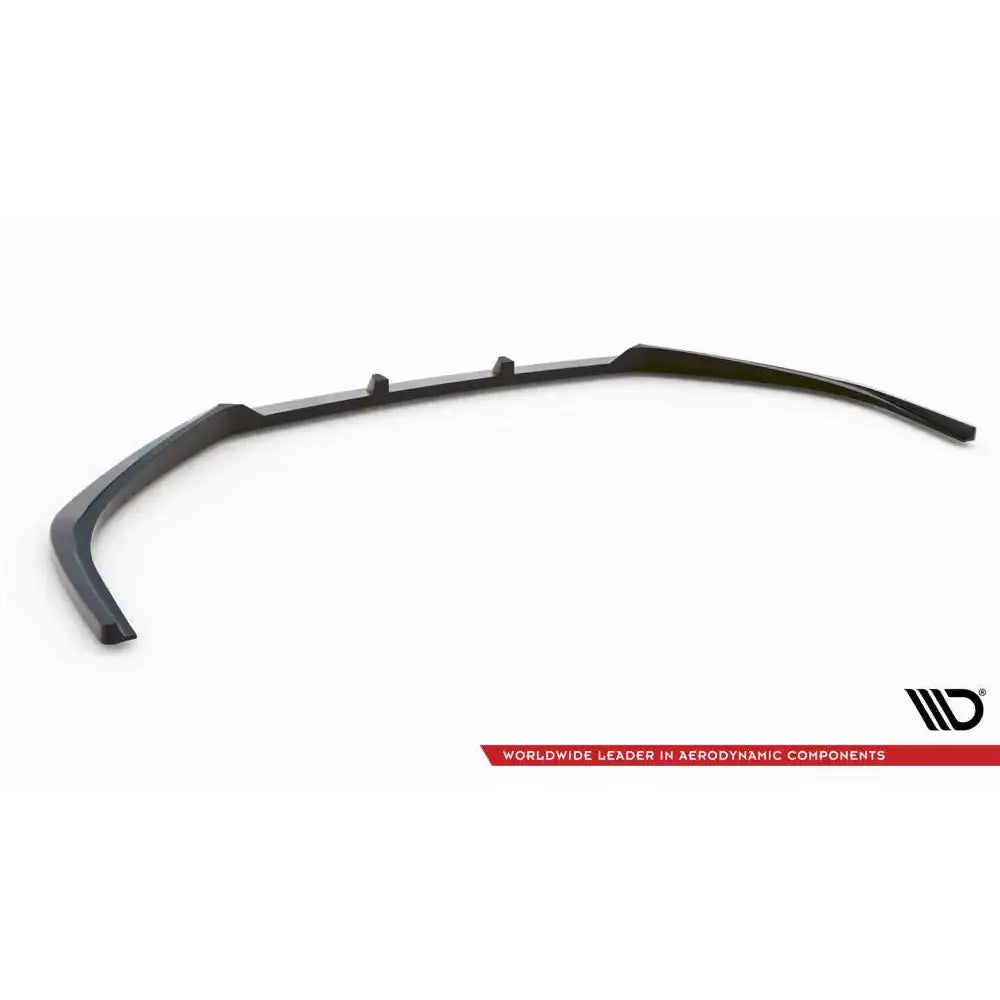 Frontspoiler Lexus ES 19- F Sport Mk7 V.2 sett ovenfra, svart plast med tre forhøyninger, hvit bakgrunn.