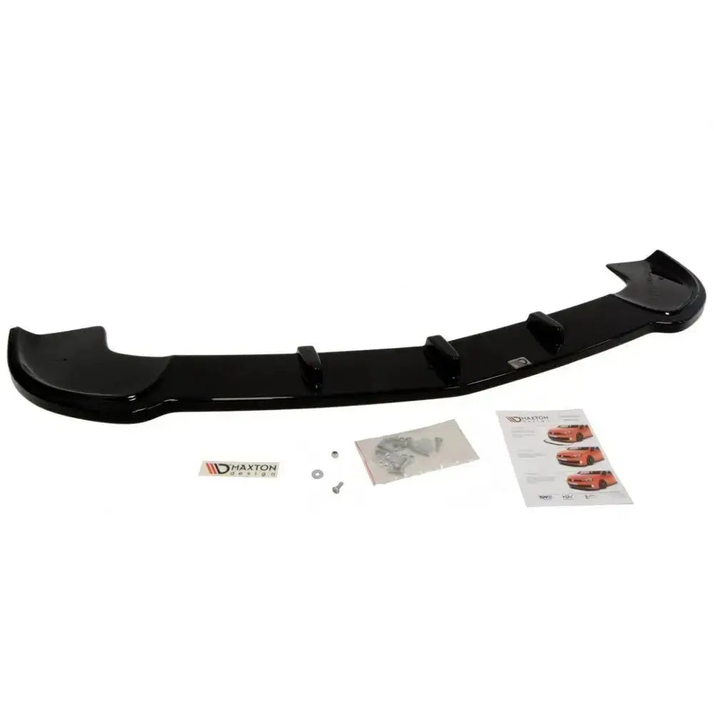 Spoiler til Mercedes SLK R171 i blank sort plast, sett ovenfra med monteringsutstyr og instruksjoner.