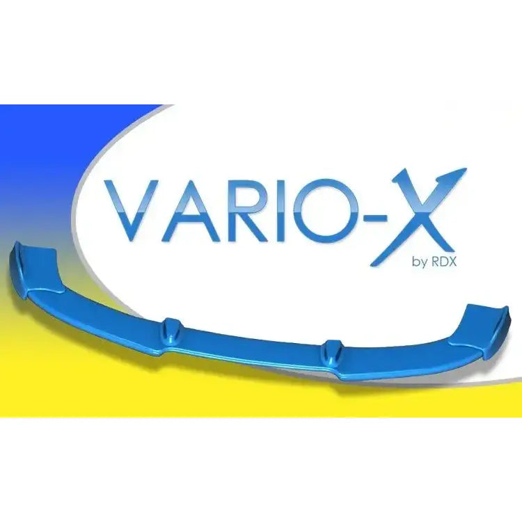 Frontspoiler Opel Corsa D blå plast med markerte kanter og profilerte detaljer mot grafisk bakgrunn.