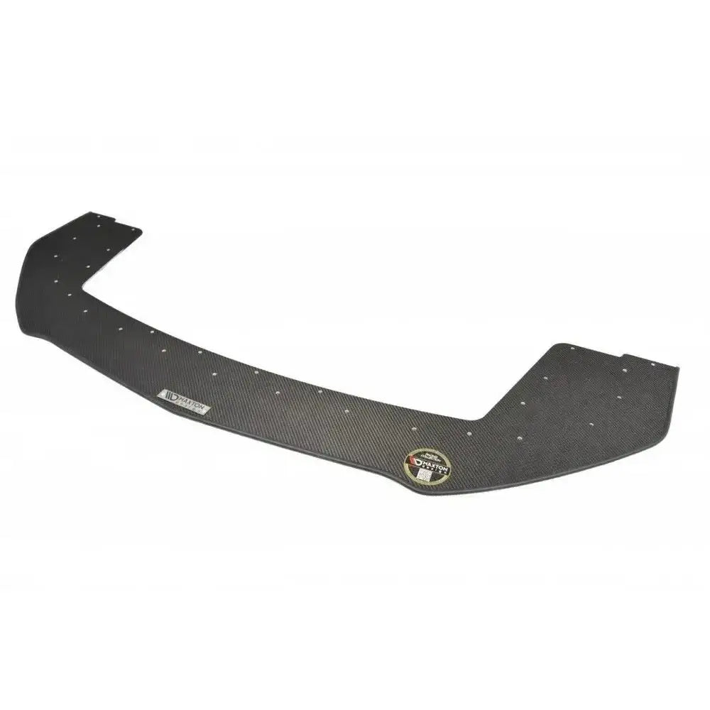 Frontspoiler Ford Mustang Mk6 Racing ABS GT i svart karbonfiber sett ovenfra med synlige festepunkter.