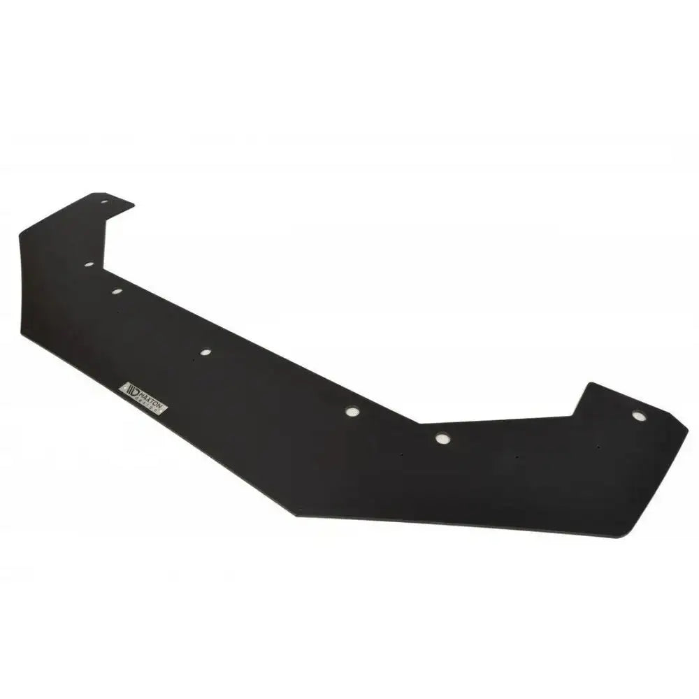 Front lip til Toyota GT86 Racing RB-Design med sorte vinklete kanter, runde hull og metallogo sett skrått.