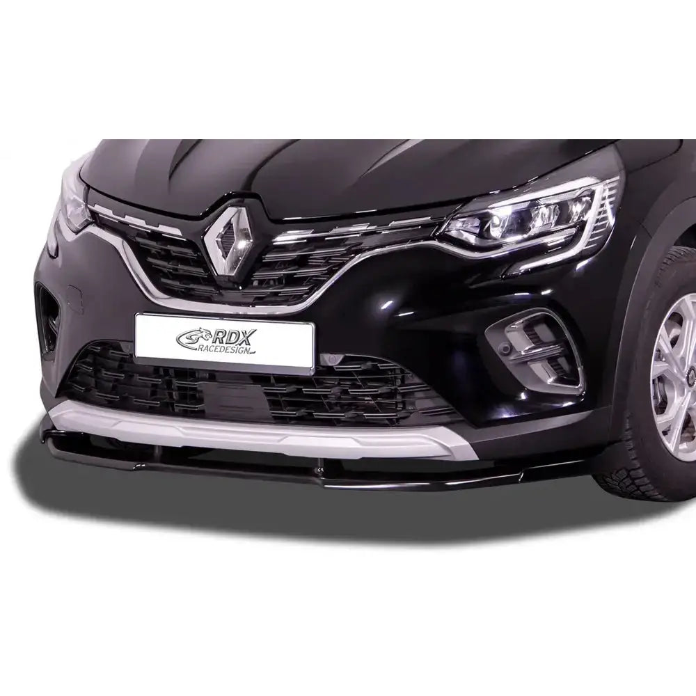 Frontspoiler Renault Captur II sort med kromdetaljer på grill og skarpe frontlykter sett forfra.