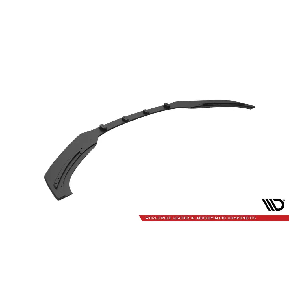 Front lip Audi TT S Street Pro i sort plast sett skrått ovenfra med monteringspunkter og festedetaljer.