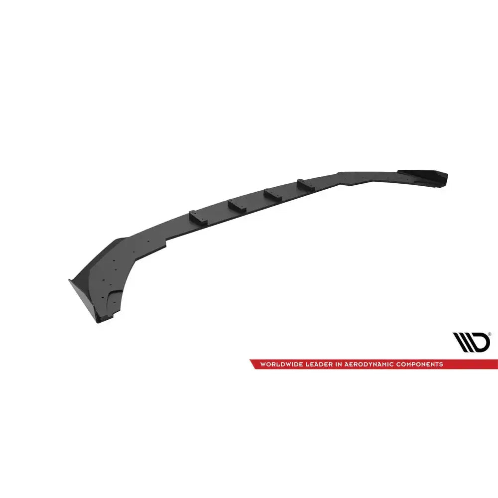 Frontspoiler Street Pro + Flaps for BMW 2 Serie Coupe M-Pack skrått vist med opphøyninger mot hvit bakgrunn.