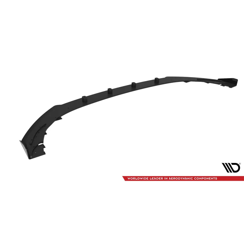 Frontspoiler til Ford Mondeo Sport Mk5 Facelift, svart plast med flaps, sett fra skrå vinkel.