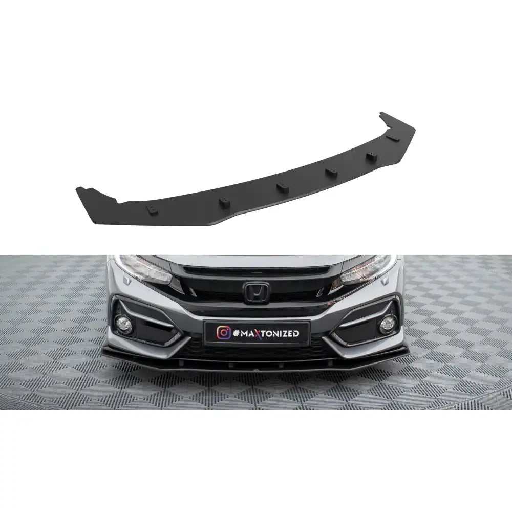 Frontspoiler Street Pro Honda Civic Sport Mk 10, sort plast med matt overflate, montert på bilfront.